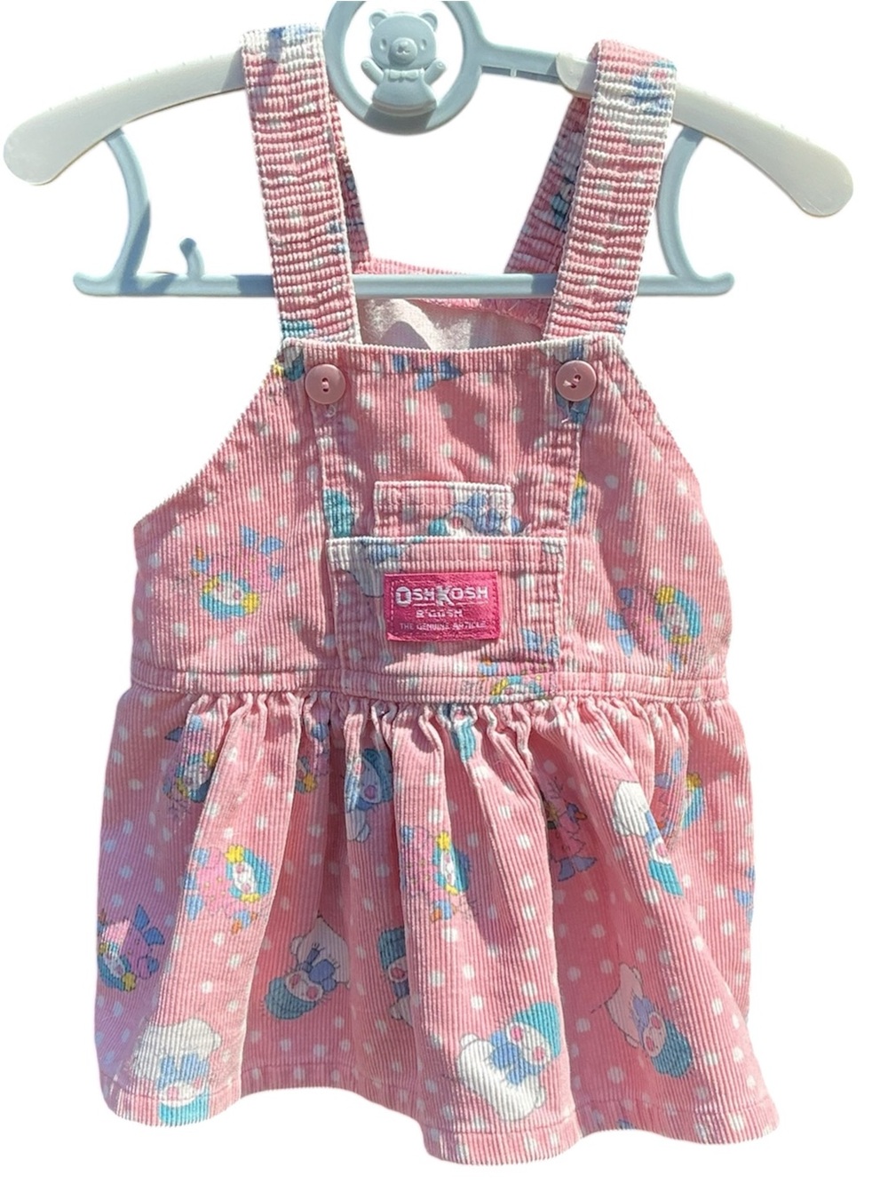 Vintage OshKosh B'gosh Snowman Pink Corduroy Overall Dress